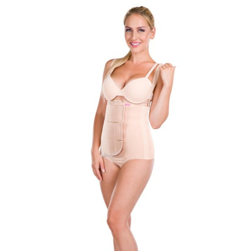 حزام ضغط البطن LIPOELASTIC KPlus - 24 سم 3 لوحات، دعم ما بعد العملية لجراحة تجميل البطن واستعادة الشفط الدهون (بيج، S-M)